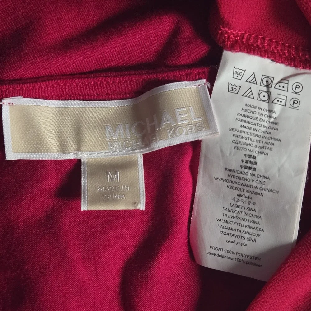 MK Michael Kors Rose Red Contrast Blouse Medium - Picture 6 of 6